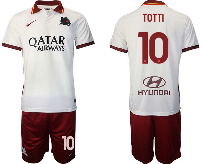 Men 2020-2021 Club Rome away white #10 Nike Soccer Jersey->rome jersey->Soccer Club Jersey